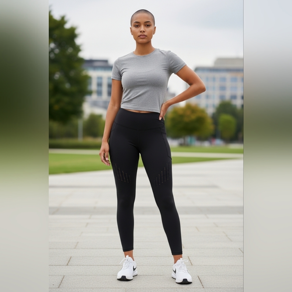 Performance Wear Leggings Net Inserts Athleisure High Waist Athletic Wear
